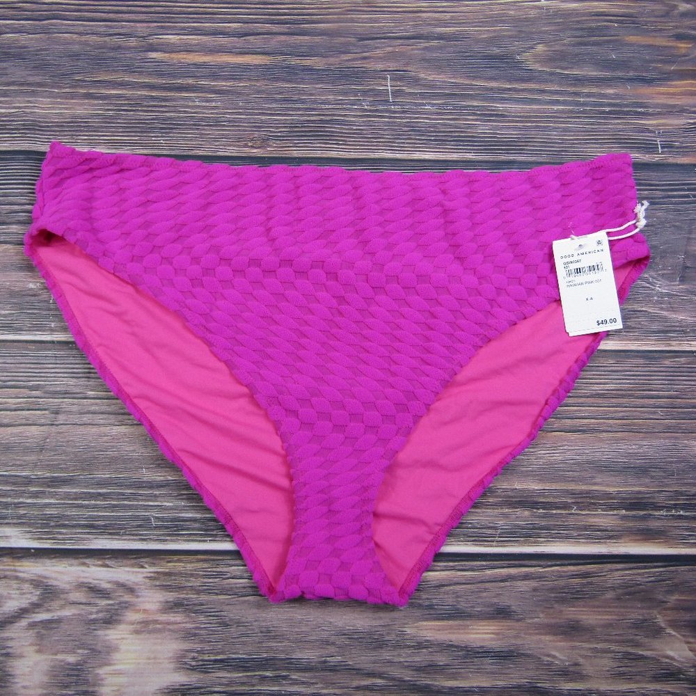 Good American NEW 5XLโ Size 8 Pink Jacquard Wave Cheeky Bikini Bottom Barbie